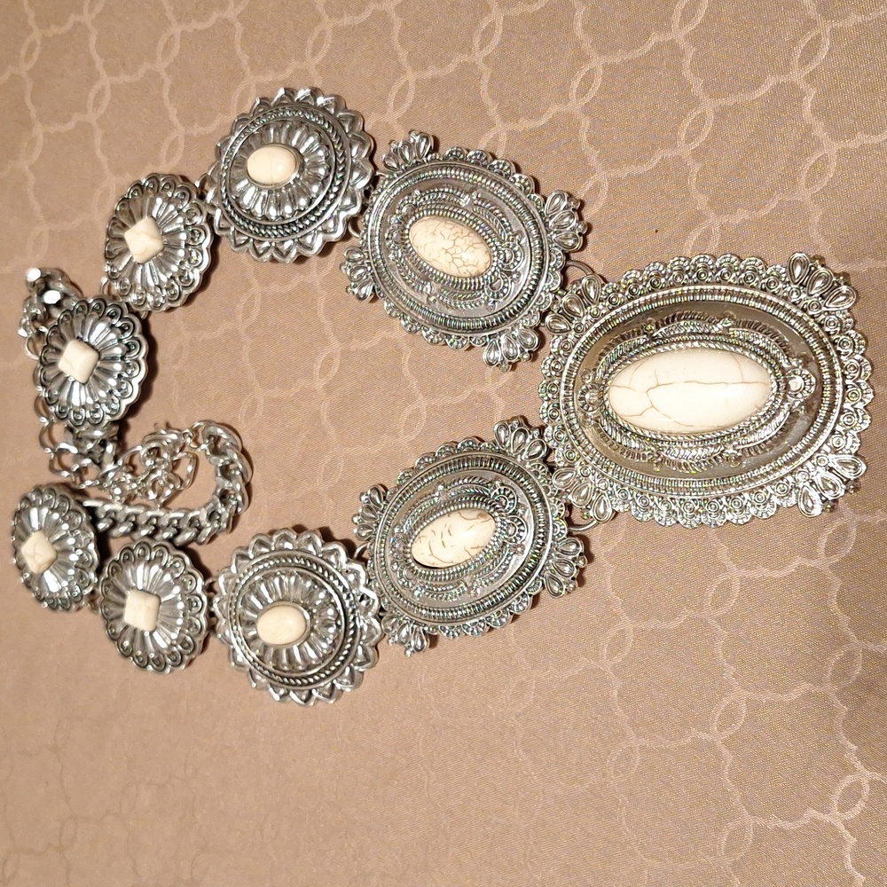 Silver with cream stones Necklace